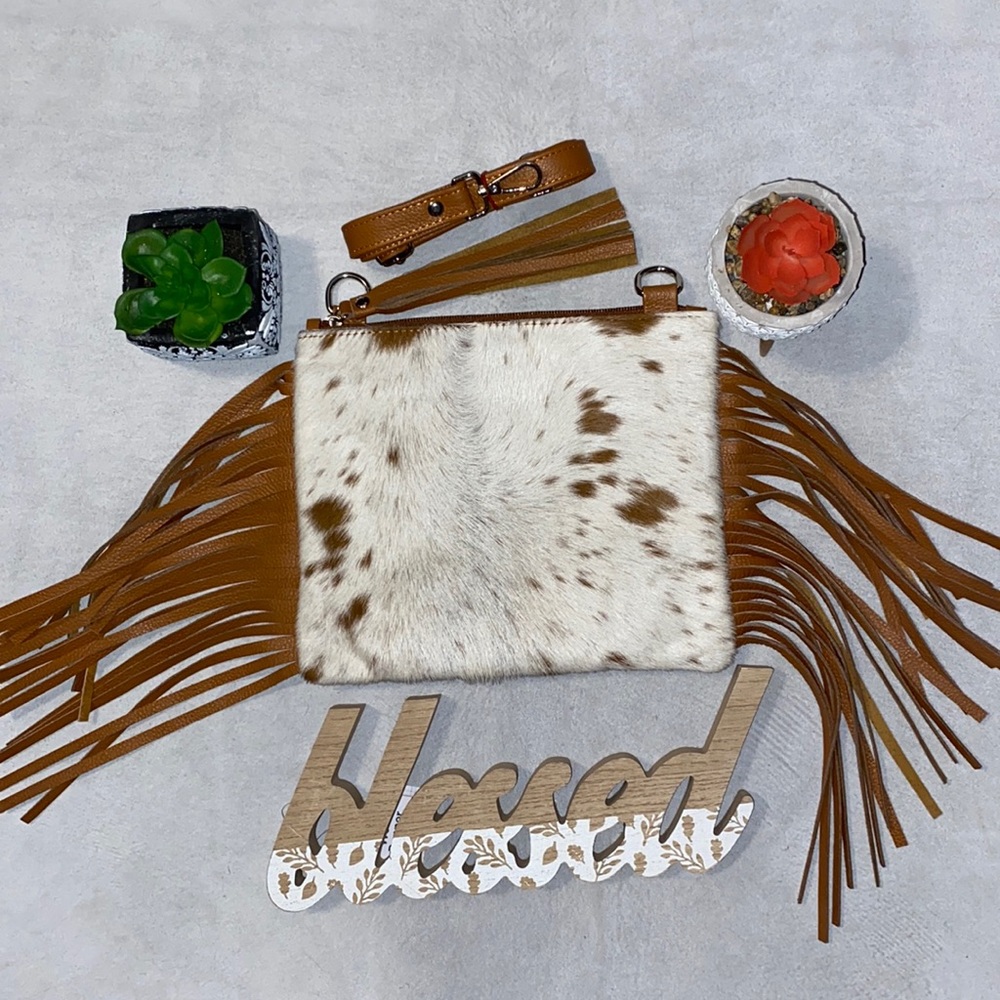 New Handmade 100% Real Cowhide Leather Crossbody Purse Handbag Hair On